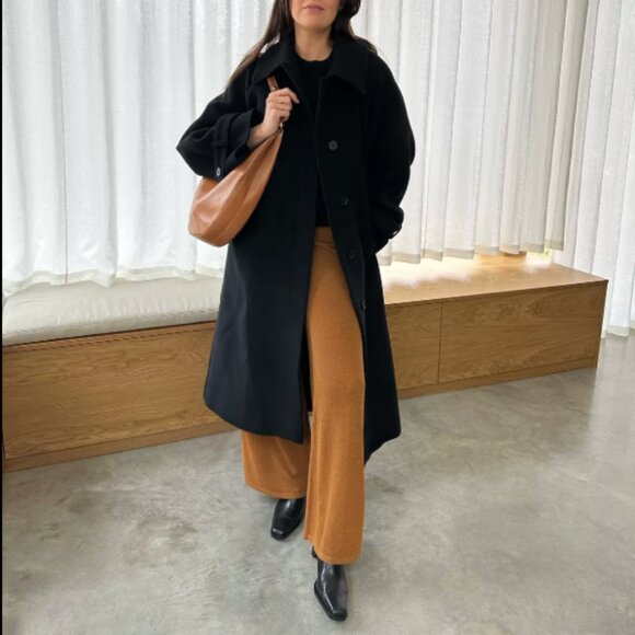 COS Black Wool Rounded Coat - Picture 2 of 8